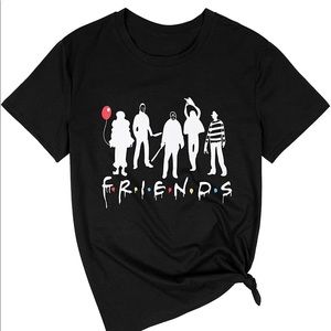 Halloween Friends Shirt Women Funny Halloween Party Shirt Horror Movies Novelty